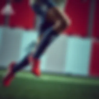 Athlete in Motion Wearing Adidas Long Socks Dynamic action shot of an athlete wearing Adidas long socks in motion