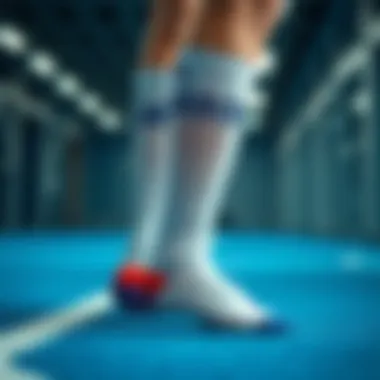 Stylish Presentation of Adidas Long Socks Stylish presentation of Adidas long socks against a modern athletic backdrop