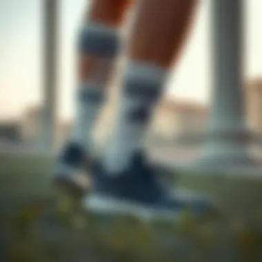 Adidas Long Socks with Sporty Footwear Adidas long socks paired with sporty footwear in an outdoor setting