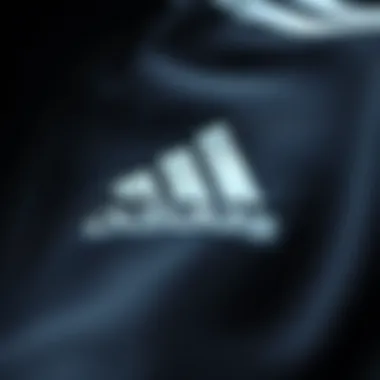 Close-up of a signature Adidas logo on athletic gear
