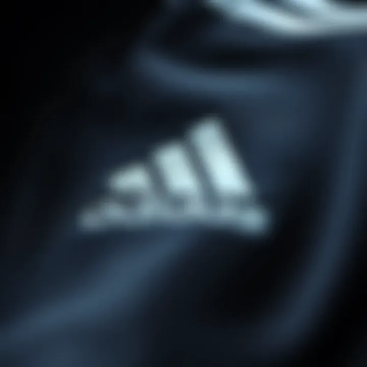 Close-up of a signature Adidas logo on athletic gear