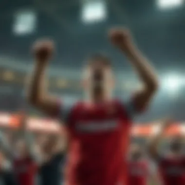 Fans wearing Arsenal home jersey in celebration