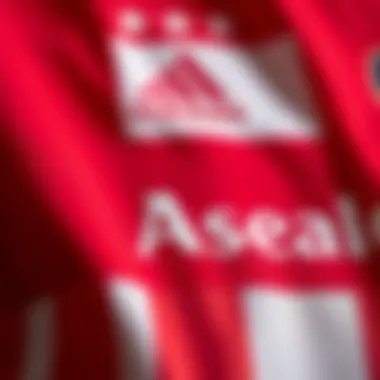 Close-up of fabric and details of the Arsenal jersey