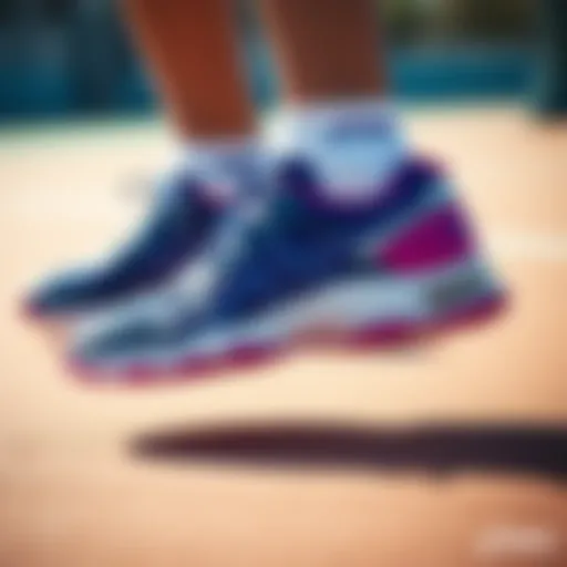 Vibrant Asics volleyball shoes for young girls in action