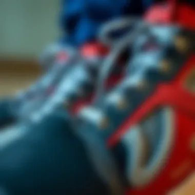 Close-up of materials used in walking sports shoes for durability