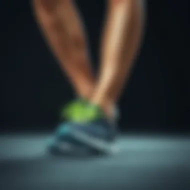 Runner evaluating shoe fit and comfort