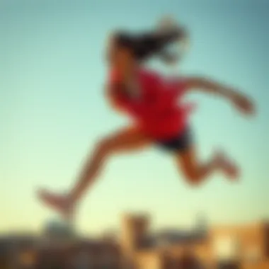 Athletic Apparel in Action Dynamic action showcasing athletic apparel in motion