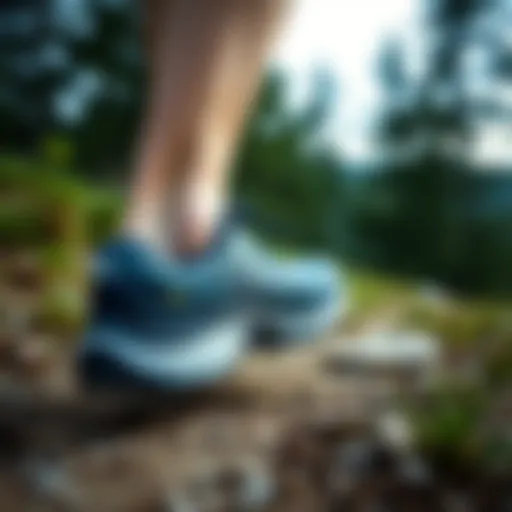 Gore-Tex running shoes in action on a trail