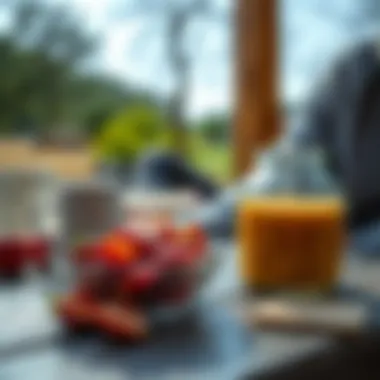 Healthy breakfast after walk