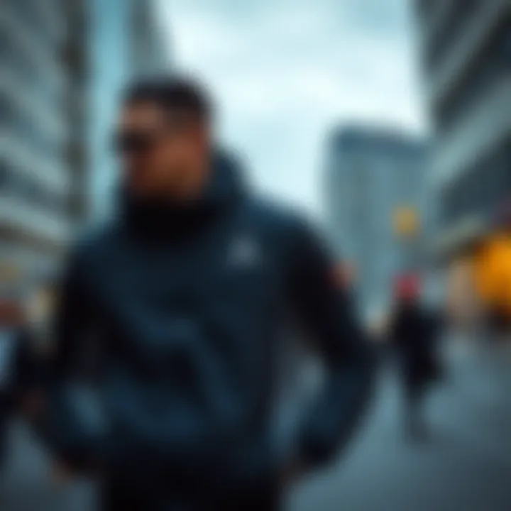 A stylish Jordan Polar jacket displayed in an urban setting, emphasizing its sleek design.