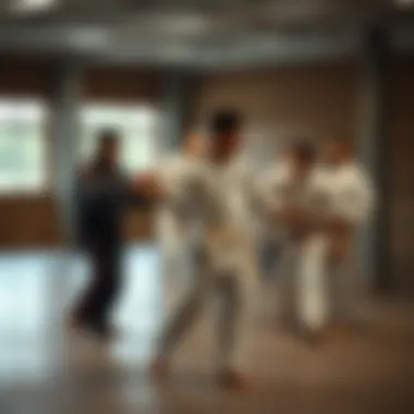 Collaborative Judo Training Group of individuals practicing judo