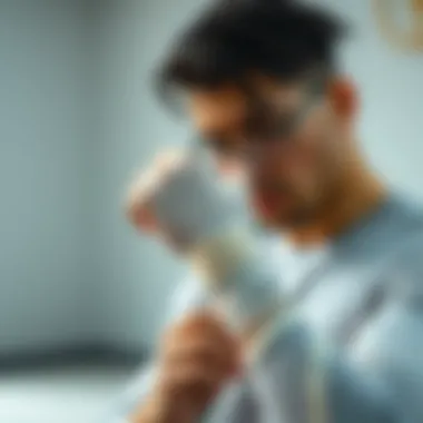 Demonstration of proper bandage application on wrist