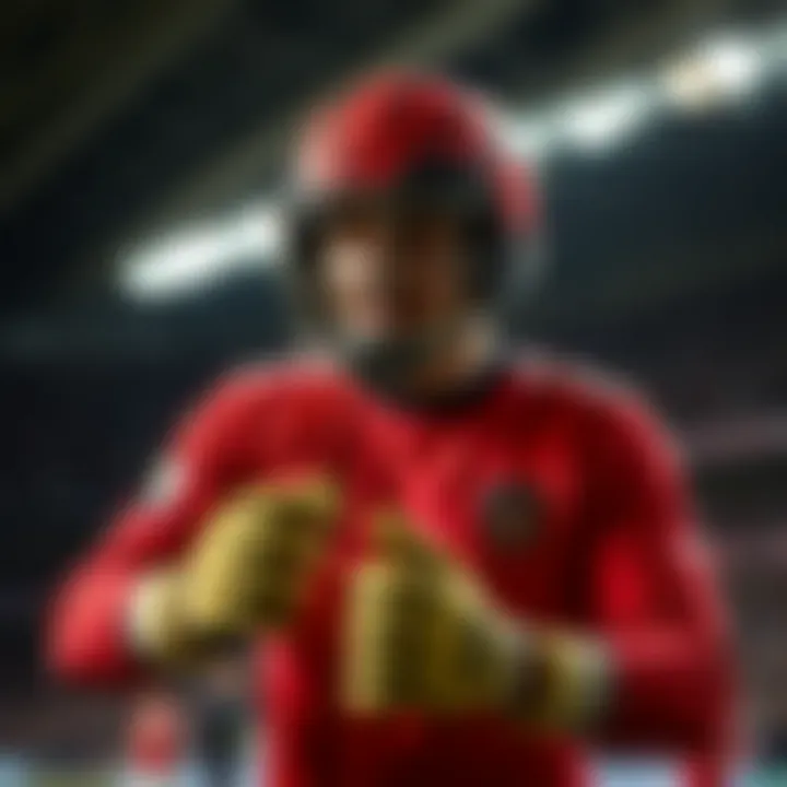 Illustration of goalkeeper preparing for a match with protective gear