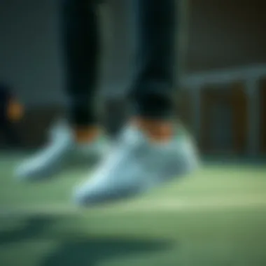 Athlete wearing Lacoste sneakers in action