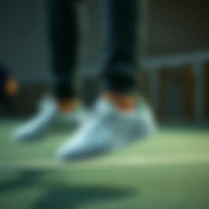 Athlete wearing Lacoste sneakers in action