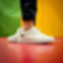 Stylish Lacoste sneakers on a vibrant background