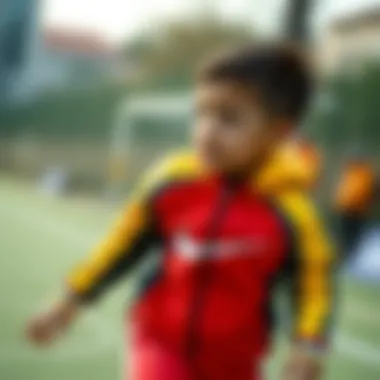 Child in Action: Nike Tracksuit Performance Vibrant Nike tracksuit on a child during sports activities