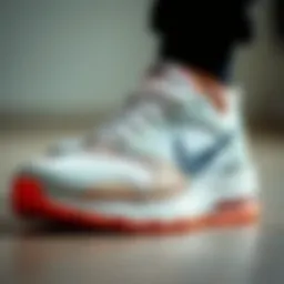 A close-up view of Nike mesh shoes highlighting their intricate design.