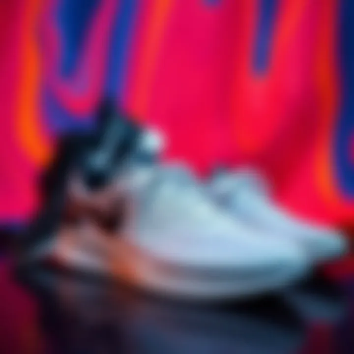 Stylish Display of Nike Mesh Shoes A stylish arrangement of Nike mesh shoes against a vibrant backdrop.