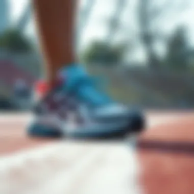 Running shoes on a track