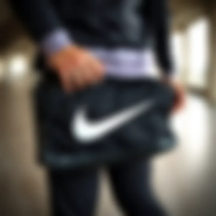 Black Nike bag paired with athletic wear