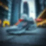 Dynamic Skechers sneakers in a modern urban setting