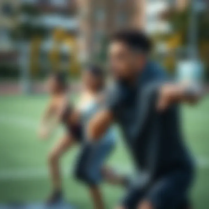 An inspiring scene of a community outdoor exercise session.