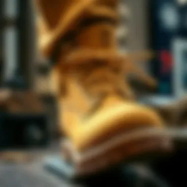 High-quality materials used in Timberland footwear highlighted in a detailed view.