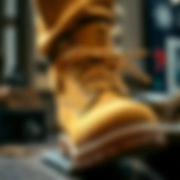 High-quality materials used in Timberland footwear highlighted in a detailed view.