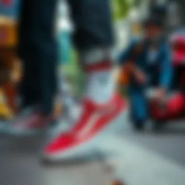 Vans Old School in Street Style A vibrant street scene featuring individuals wearing Vans Old School shoes in various styles