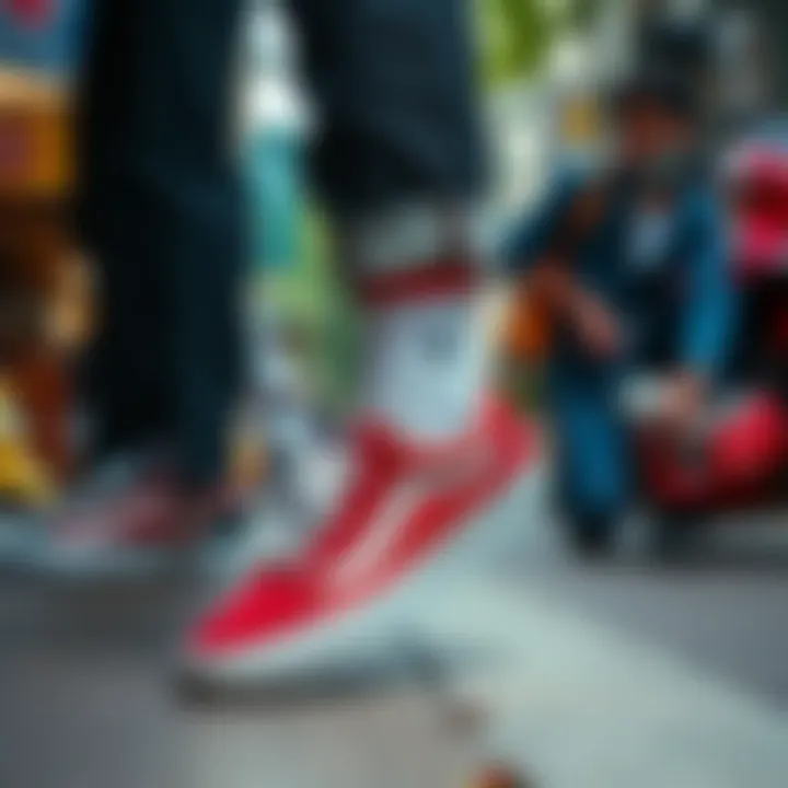 Vans Old School in Street Style A vibrant street scene featuring individuals wearing Vans Old School shoes in various styles