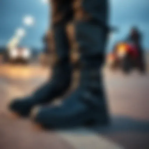 Material Quality in Waterproof Scooter Boots Close-up of waterproof scooter boots showcasing material quality