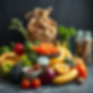 Colorful array of healthy foods emphasizing nutrition and diet